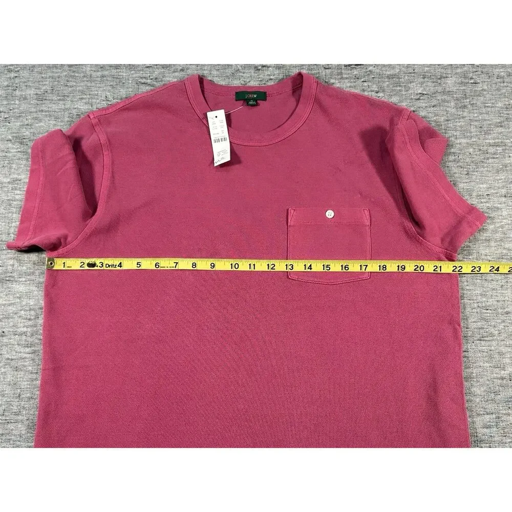 J Crew Oarsman Pique Pocket Shirt Mens Medium Pink Short Sleeve Preppy Crew